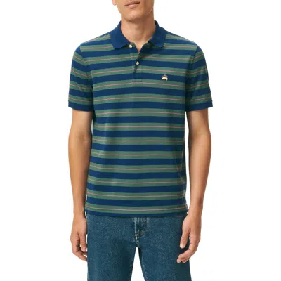 Brooks Brothers Stripe Stretch Cotton Piqué Polo In Green Multi