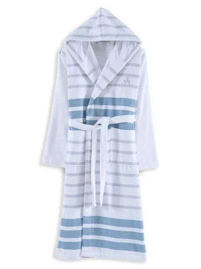 Brooks Brothers Stripe Turkish Cotton Bathrobe In Blue