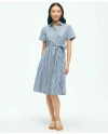 BROOKS BROTHERS STRIPED BELTED SHIRT DRESS IN COTTON | SIZE 16