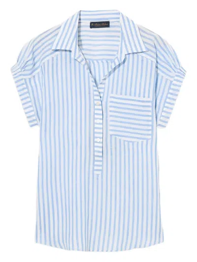 Brooks Brothers Striped Blouse In Blue