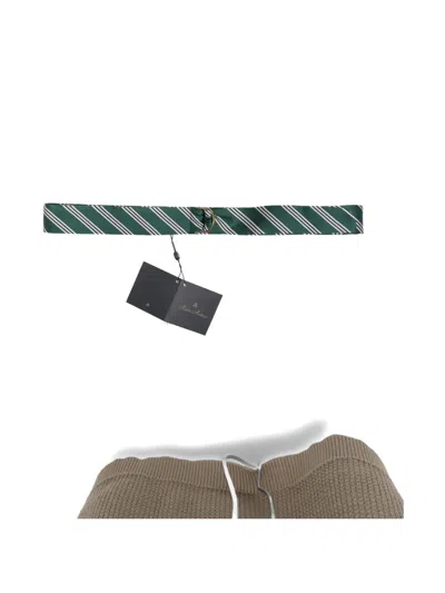Brooks Brothers Striped D-ring Belt In Green
