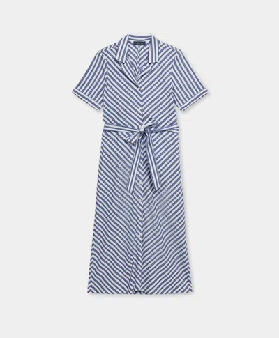 Brooks Brothers Striped Shirt Dress With Belt In Blue