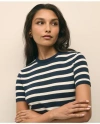 Brooks Brothers Striped Short-sleeve Shell Sweater In Supima Cotton In Navy/white