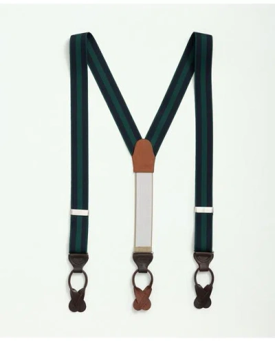 Brooks Brothers Striped Suspenders Shoes | Green/navy In Green,navy