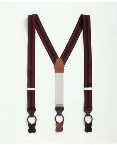 Brooks Brothers Striped Suspenders Shoes | Navy/burgundy In Navy,burgundy