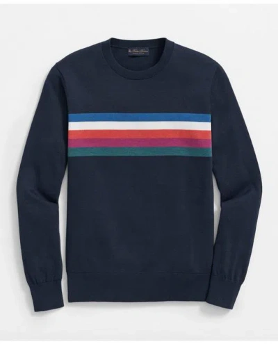 Brooks Brothers Striped Sweater In Supima Cotton In Navy