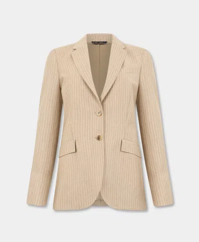 Brooks Brothers Striped Virgin Wool Blazer In Sand