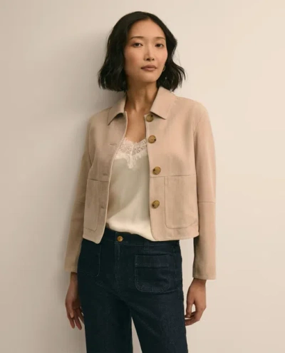 Brooks Brothers Suede Cropped Jacket In Neutral
