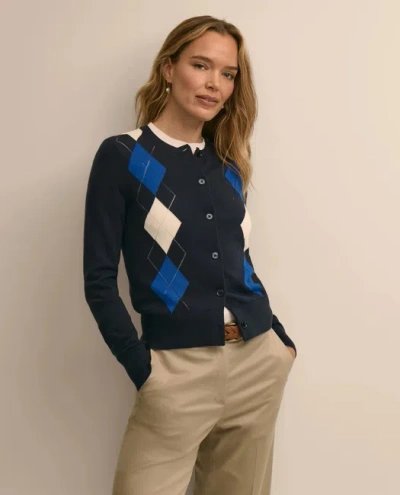 Brooks Brothers Supima Cotton Argyle Cardigan Sweater In Blue