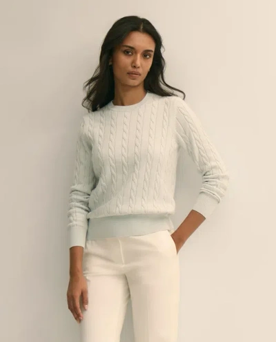 Brooks Brothers Supima Cotton Cable Crewneck Sweater In Blue