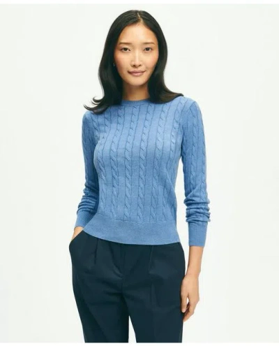 Brooks Brothers Supima Cotton Cable Crewneck Sweater | Dark Chambray | Size Large In Dark Chambray