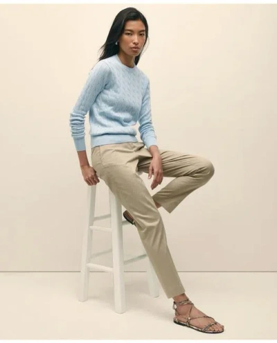 Brooks Brothers Supima Cotton Cable Crewneck Sweater In Light Blue Heather