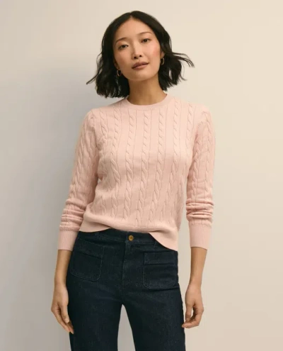 Brooks Brothers Supima Cotton Cable Crewneck Sweater In Pink