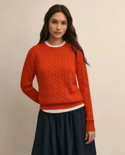 Brooks Brothers Supima Cotton Cable Crewneck Sweater In Red