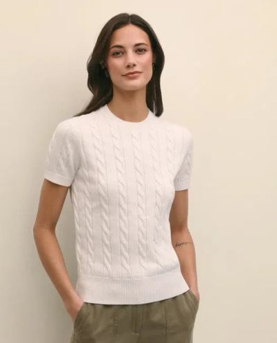 Brooks Brothers Supima Cotton Cable Short-sleeve Sweater Shell In White