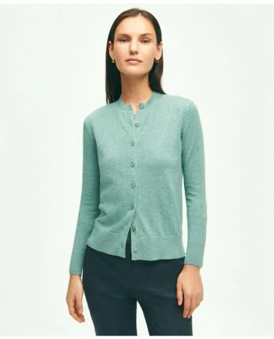 Brooks Brothers Supima Cotton Cardigan | Green Heather | Size Medium In Green Heather