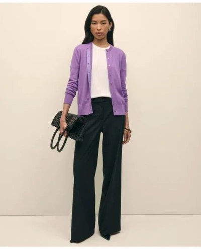 Brooks Brothers Supima Cotton Cardigan Sweater In Medium Purple