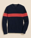 Brooks Brothers Supima Cotton Crewneck Chest Stripe Sweater In Blue