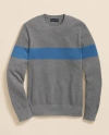 Brooks Brothers Supima Cotton Crewneck Chest Stripe Sweater In Gray