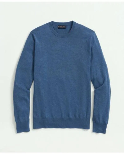 Brooks Brothers Supima Cotton Crewneck Sweater In Dark Blue Heather