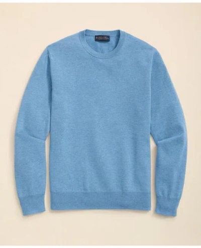 Brooks Brothers Supima Cotton Crewneck Sweater In Light Blue Heather
