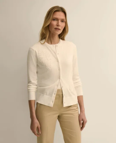 Brooks Brothers Supima Cotton Floral Embroidered Cardigan Sweater In Neutral