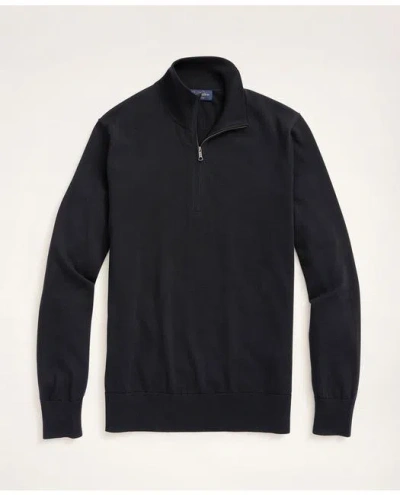 Brooks Brothers Supima Cotton Half-zip Sweater In Black