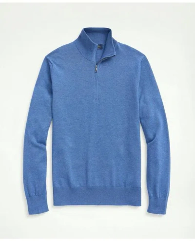 Brooks Brothers Supima Cotton Half-zip Sweater In Dark Blue Heather