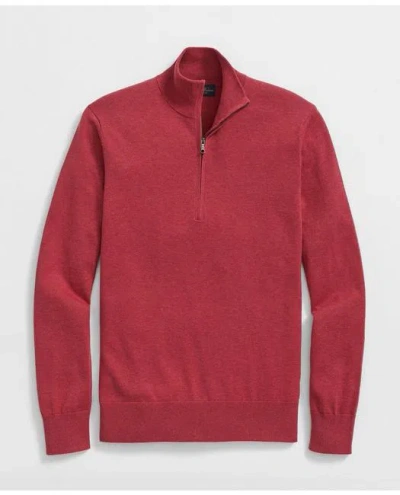 Brooks Brothers Supima Cotton Half-zip Sweater In Dark Red Heather
