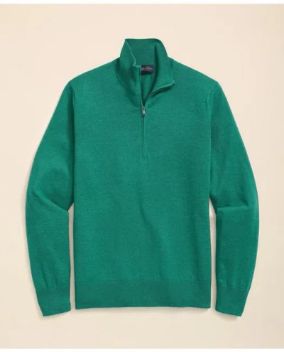 Brooks Brothers Supima Cotton Half-zip Sweater In Green Heather