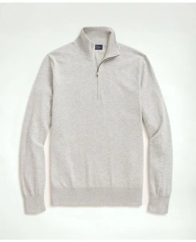 Brooks Brothers Supima Cotton Half-zip Sweater In Grey Heather
