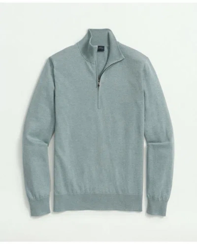 Brooks Brothers Supima Cotton Half-zip Sweater In Jade Heather