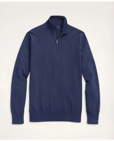Brooks Brothers Supima Cotton Half-zip Sweater In Navy