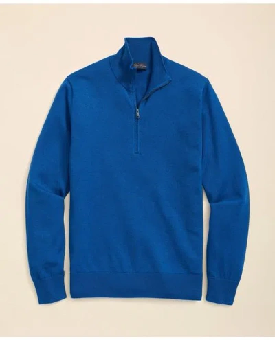 Brooks Brothers Supima Cotton Half-zip Sweater In Royal Blue Heather