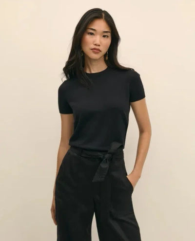 Brooks Brothers Supima Cotton Jersey Short-sleeve Sweater In Black