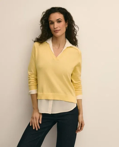 Brooks Brothers Supima Cotton Layered Sweater-shirt In Yellow