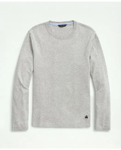 Brooks Brothers Supima Cotton Long-sleeve Logo T-shirt In Grey Heather