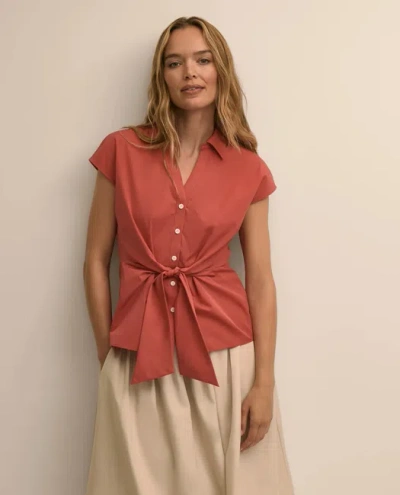Brooks Brothers Supima Cotton Open Point-collar Belted Shirt In Berry