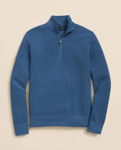 Brooks Brothers Supima Cotton Pique Half-zip Sweater In Blue