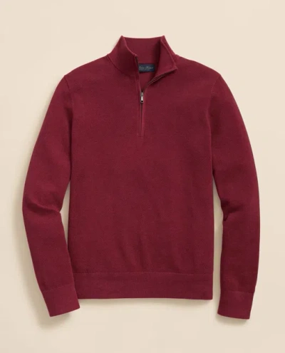 Brooks Brothers Supima Cotton Pique Half-zip Sweater In Burgundy