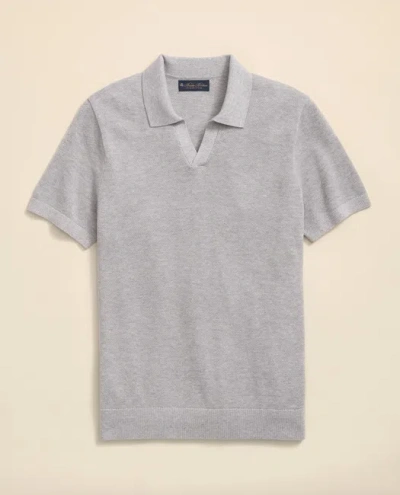 Brooks Brothers Supima Cotton Pique Johnny Collar Sweater Shirt In Gray