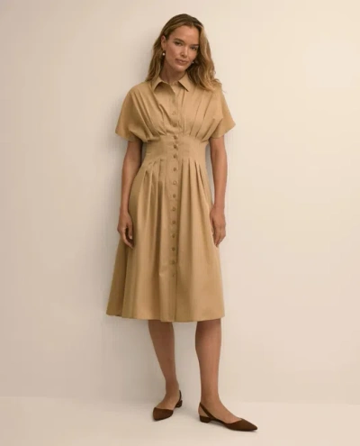 Brooks Brothers Supima Cotton Pleated A-line Shirtdress In Multi