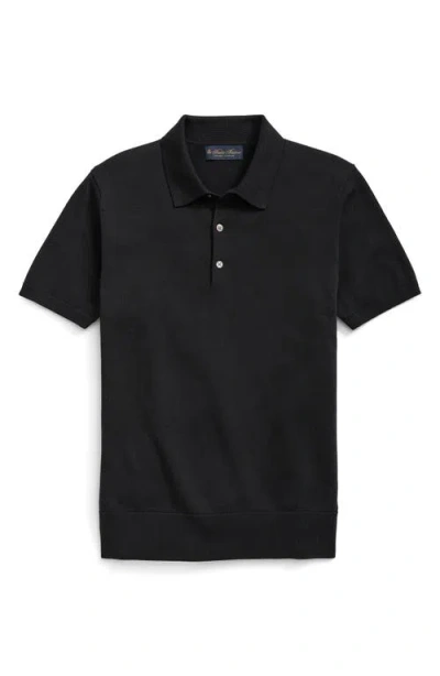 Brooks Brothers Supima Cotton Short-sleeve Polo Sweater In Black
