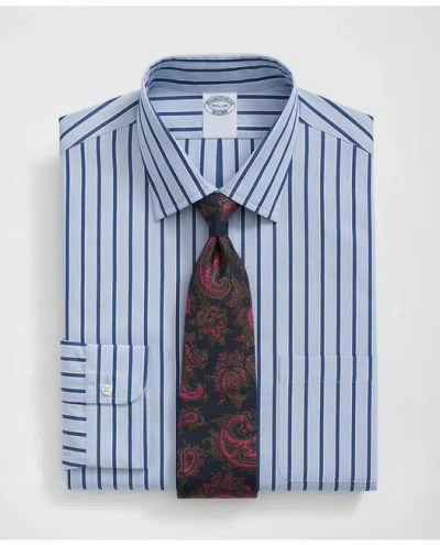 Brooks Brothers Supima Cotton Poplin Ainsley Collar, Striped Dress Shirt In Blue