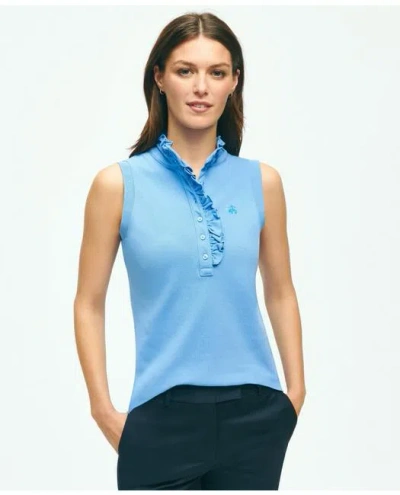 Brooks Brothers Supima Cotton Stretch Ruffle Pique Polo Shirt | Bright Blue | Size Xl