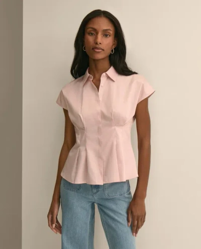 Brooks Brothers Supima Cotton Sateen Pleated Peplum Shirt In Pink