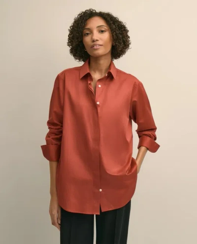 Brooks Brothers Supima Cotton Sateen Relaxed Shirt In Brown