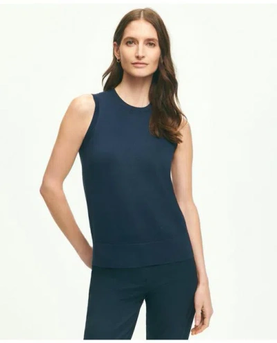 Brooks Brothers Twinset Shell In Supima Cotton Sweater In Navy