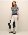 Brooks Brothers Supima Cotton Short-sleeve Floral Motif Sweater In Blue