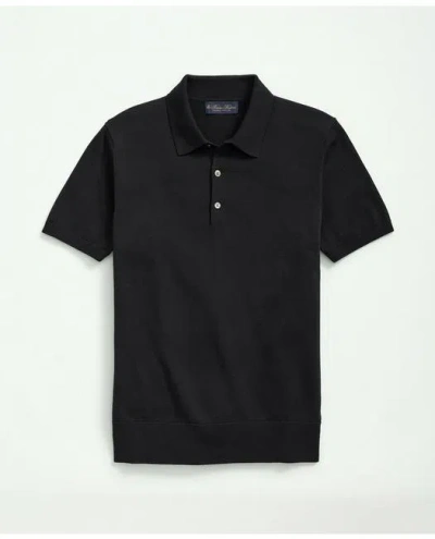 Brooks Brothers Supima Cotton Short-sleeve Polo Sweater In Black